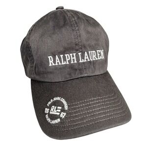 Vintage Polo Jeans Company Ralph Lauren RL USA Flag Hat Black Faded
